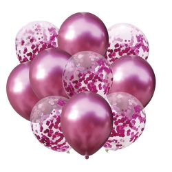 Balony dekoracja urodziny róż fuksja konfetti 10x